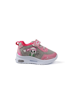 Kız Bebe Pembe Fuşya Figürlü Işıklı Cırtlı Sneaker Günlük Spor Ayakkabı