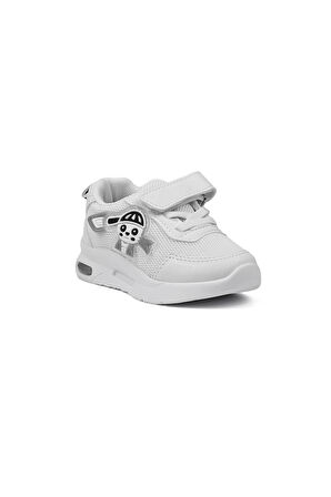 Unisex Bebe Beyaz Işıklı Figürlü Cırtlı Sneaker Günlük Spor Ayakkabı
