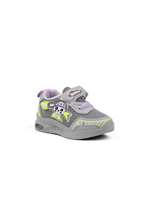 Unisex Bebe Buz Lila Figürlü Işıklı Cırtlı Sneaker Günlük Spor Ayakkabı