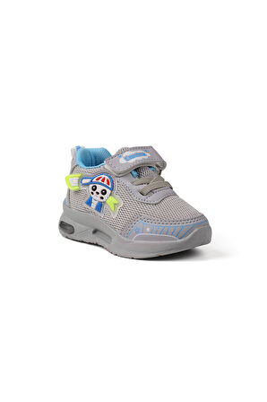 Unisex Bebe Buz Turkuaz Figürlü Işıklı Cırtlı Sneaker Günlük Spor Ayakkabı