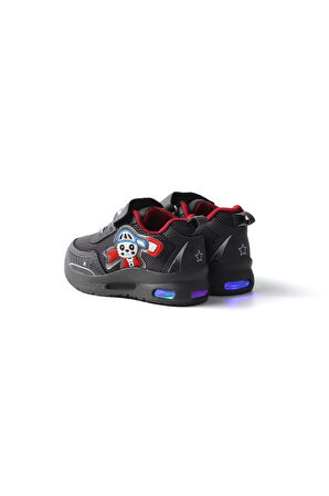 Unisex Bebe Füme Kırmızı Figürlü Işıklı Cırtlı Sneaker Günlük Spor Ayakkabı