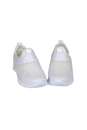 Çocuk Unisex Beyaz Bağcıksız Slip-On Rahat Kalıp Günlük Sneaker Spor Ayakkabı