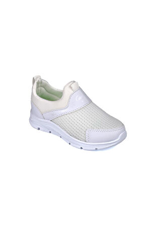 Çocuk Unisex Beyaz Bağcıksız Slip-On Rahat Kalıp Günlük Sneaker Spor Ayakkabı