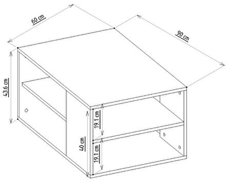 LAZER DESNELİ 90 CM BARE ORTA SEHPA ANTRASİT-ALTIN