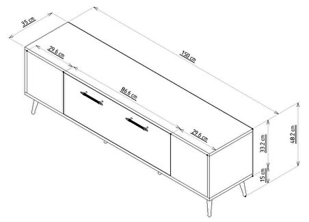 LAZER DESENLİ 150 CM DETAS TV ÜNİTESİ CEVİZ-ALTIN