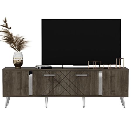 LAZER DESENLİ 150 CM DETAS TV ÜNİTESİ CEVİZ-GÜMÜŞ