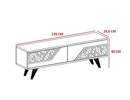 ELİTE TV Ünitesi Lazer Desenli CEVİZ-BEYAZ