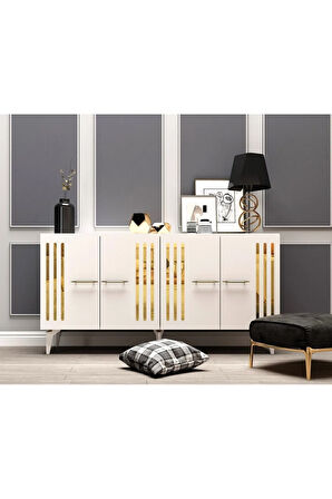 Junes Tv Sehpası (ALT MODÜL) Ve Konsol Beyaz-altın