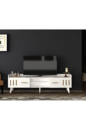 Junes Tv Sehpası (ALT MODÜL) Ve Konsol Beyaz-altın