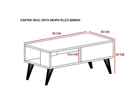 BİR RAFLI SEUL ORTA SEHPA CEVİZ-BEYAZ