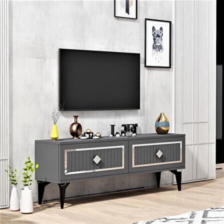 120 CM VENNA TV ÜNİTESİ ANTRASİT-GÜMÜŞ