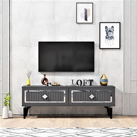 120 CM VENNA TV ÜNİTESİ ANTRASİT-GÜMÜŞ