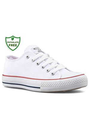 Günlük Convers Tarzı Beyaz Keten Kadın Sneaker