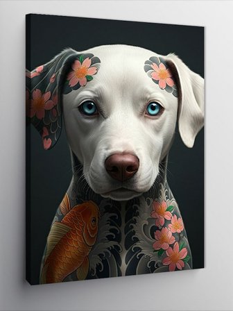 Kanvas Tablo Desenli Köpek Portresi