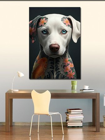 Kanvas Tablo Desenli Köpek Portresi