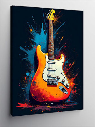 Kanvas Tablo Alevli Elektro Gitar