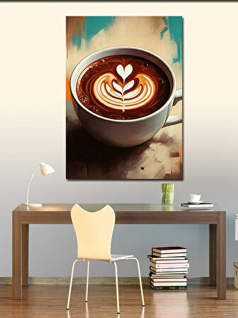 Kanvas Tablo Latte Art Kahve