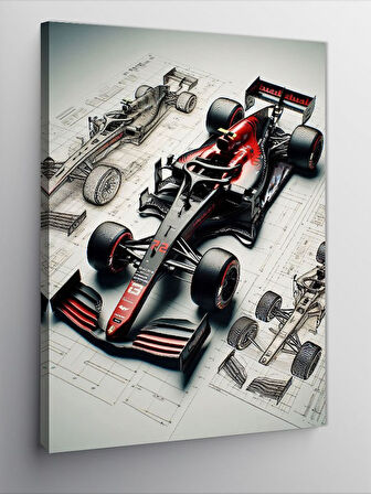 Kanvas Tablo Formula 1 Detaylı Çizimi