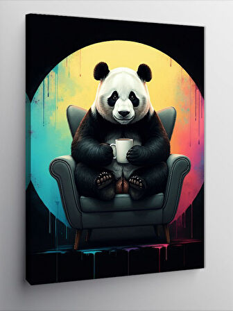Kanvas Tablo Rahatlayan Panda Sandalyede