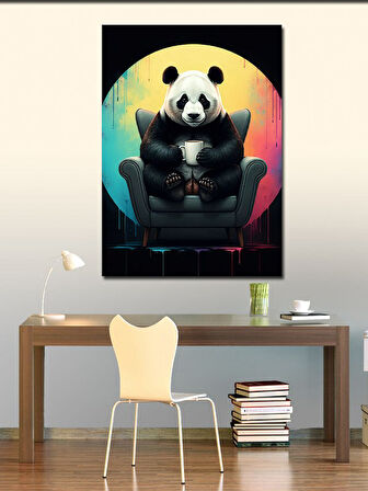 Kanvas Tablo Rahatlayan Panda Sandalyede