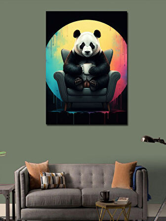 Kanvas Tablo Rahatlayan Panda Sandalyede
