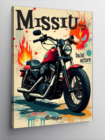 Kanvas Tablo Retro Stilde Motosiklet Posteri