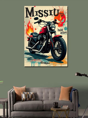 Kanvas Tablo Retro Stilde Motosiklet Posteri