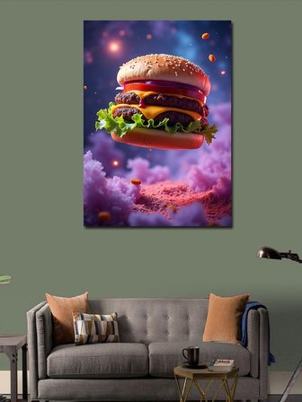 Kanvas Tablo Bulutların Üzerinde Burger