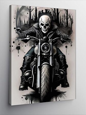 Kanvas Tablo Siyah Beyaz Ghost Rider