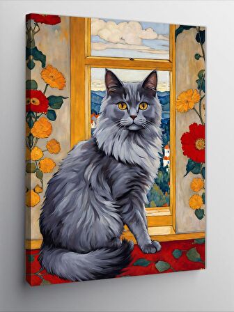 Kanvas Tablo Kül rengi Kedi