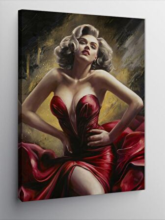 Kanvas Tablo Marilyn Monroe Kırmızı Elbise