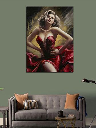 Kanvas Tablo Marilyn Monroe Kırmızı Elbise