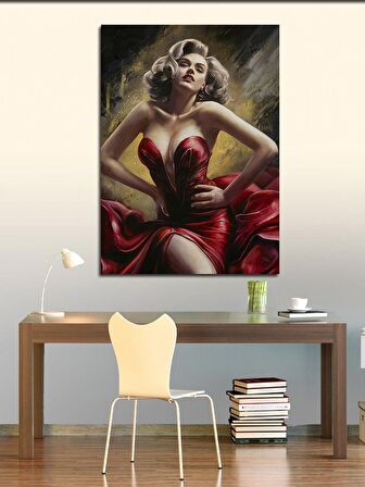 Kanvas Tablo Marilyn Monroe Kırmızı Elbise