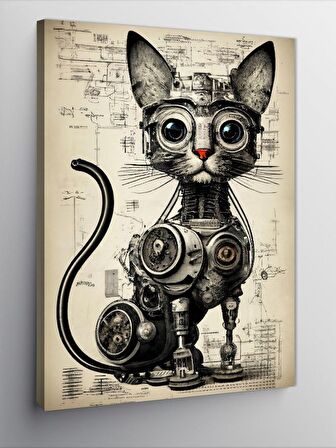 Kanvas Tablo Robotik Kedi