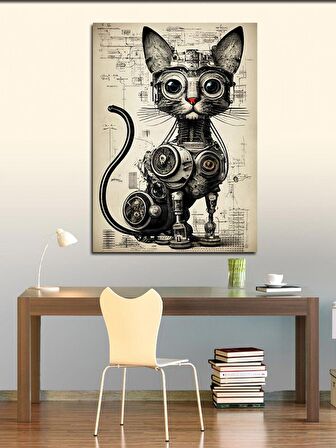 Kanvas Tablo Robotik Kedi