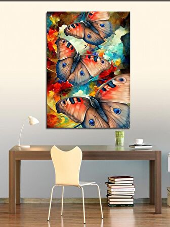 Kanvas Tablo Pastel Renkli Kelebekler