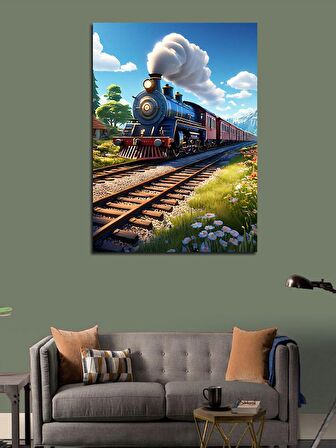 Kanvas Tablo Sevimli Buharlı Tren