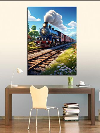 Kanvas Tablo Sevimli Buharlı Tren