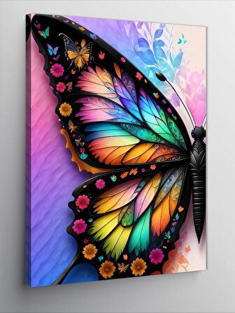 Kanvas Tablo Renkli Kanatlı Kelebek