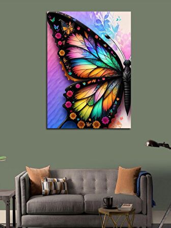 Kanvas Tablo Renkli Kanatlı Kelebek