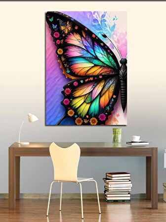 Kanvas Tablo Renkli Kanatlı Kelebek