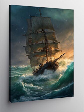 Kanvas Tablo Dalgaları Aşan Yelkenli