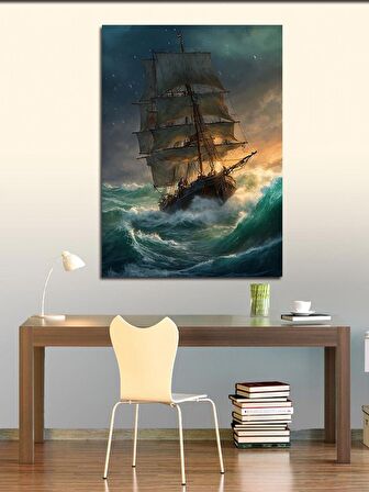 Kanvas Tablo Dalgaları Aşan Yelkenli