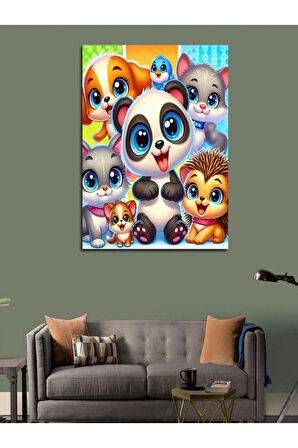 Kanvas Tablo Sevimli Panda Ve Arkadaşları
