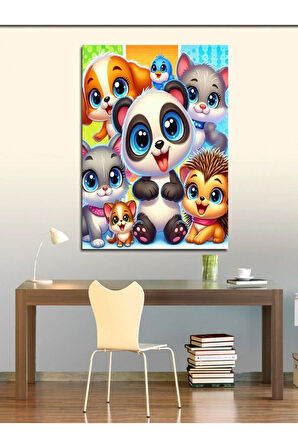 Kanvas Tablo Sevimli Panda Ve Arkadaşları