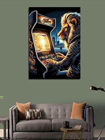 Kanvas Tablo Atari Oynayan Aslan