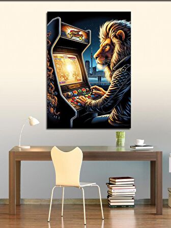 Kanvas Tablo Atari Oynayan Aslan