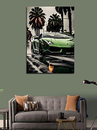 Kanvas Tablo Yeşil Hızlı Araba