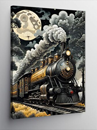Kanvas Tablo Kara Tren Ve Ayışığı