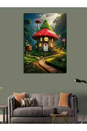 Kanvas Tablo Mantar Görünümlü Ev